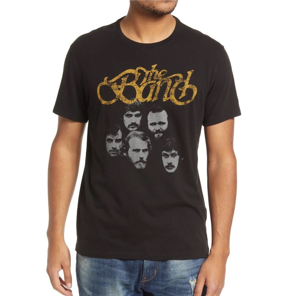 John Varvatos Men's The Band Group Retro Classic Rock Graphic Crew T-Shirt Black - Picture 1 of 6